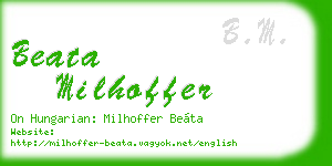 beata milhoffer business card
